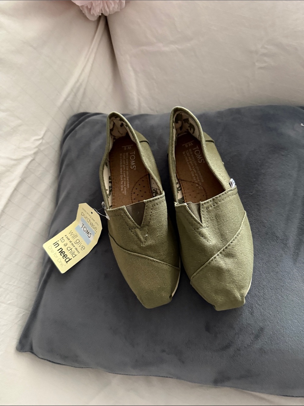 Toms Olive Green Canvas Slip-On Shoes